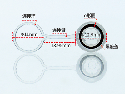 帶環凹蓋采用螺旋蓋、連接環、連接臂一體式設計，可有效避免樣品的混淆與污染